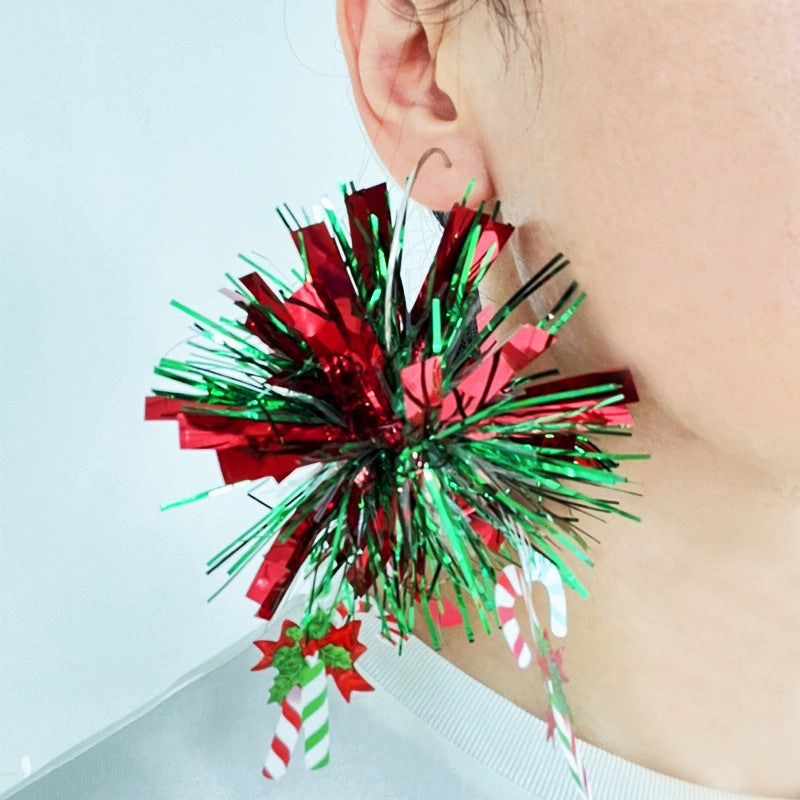 Wholesale 2 Pairs/pack Christmas Atmosphere Fireworks Gingerbread Man Saint Candy Girl Celebration Earrings
