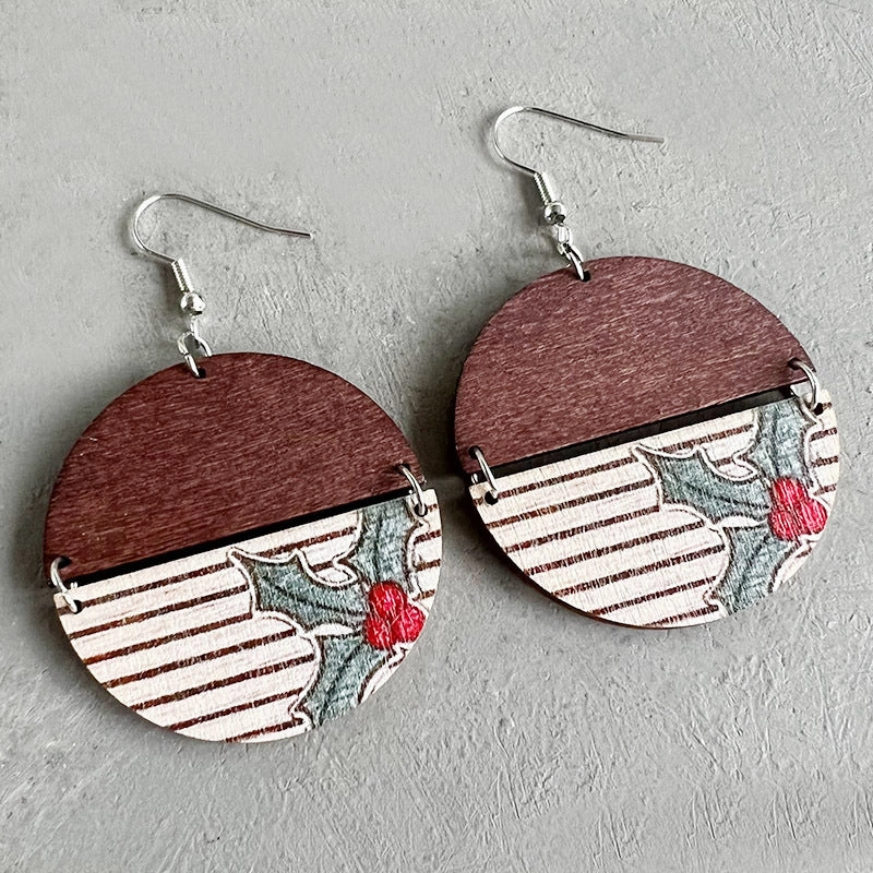 Wholesale 2 pairs/pack Christmas Bohemian Vintage Wooden Earrings