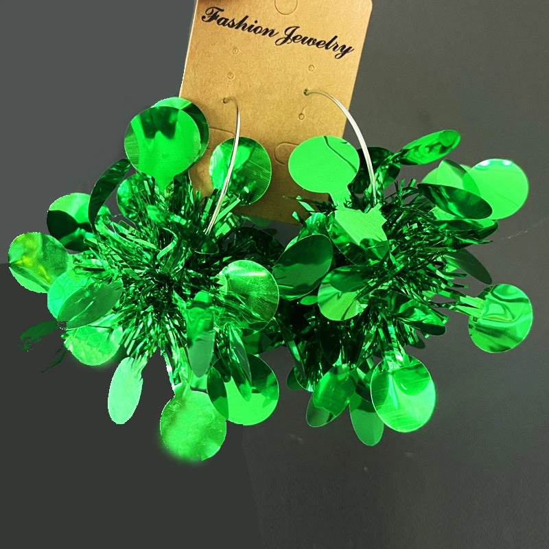 Wholesale 2 Pairs/pack  Christmas Color Matching, Festive Atmosphere, Solid Color, Simple and Fashionable, Big Earrings