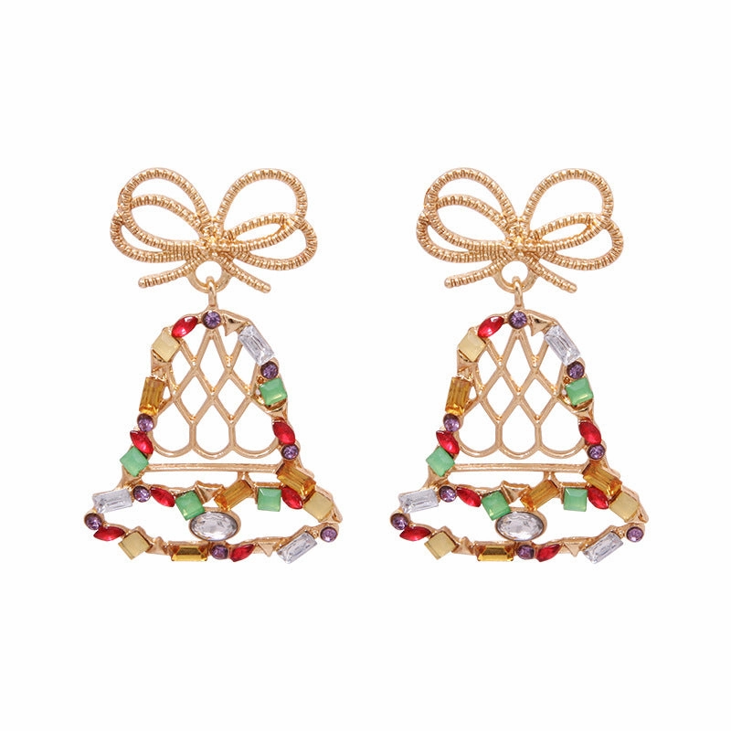 Wholesale 2 Pairs/pack Christmas Deer Gingerbread Man Bell Alloy Earrings