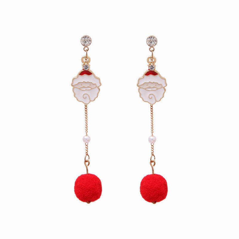 Wholesale 2 Pairs/pack Christmas Deer Gingerbread Man Bell Alloy Earrings