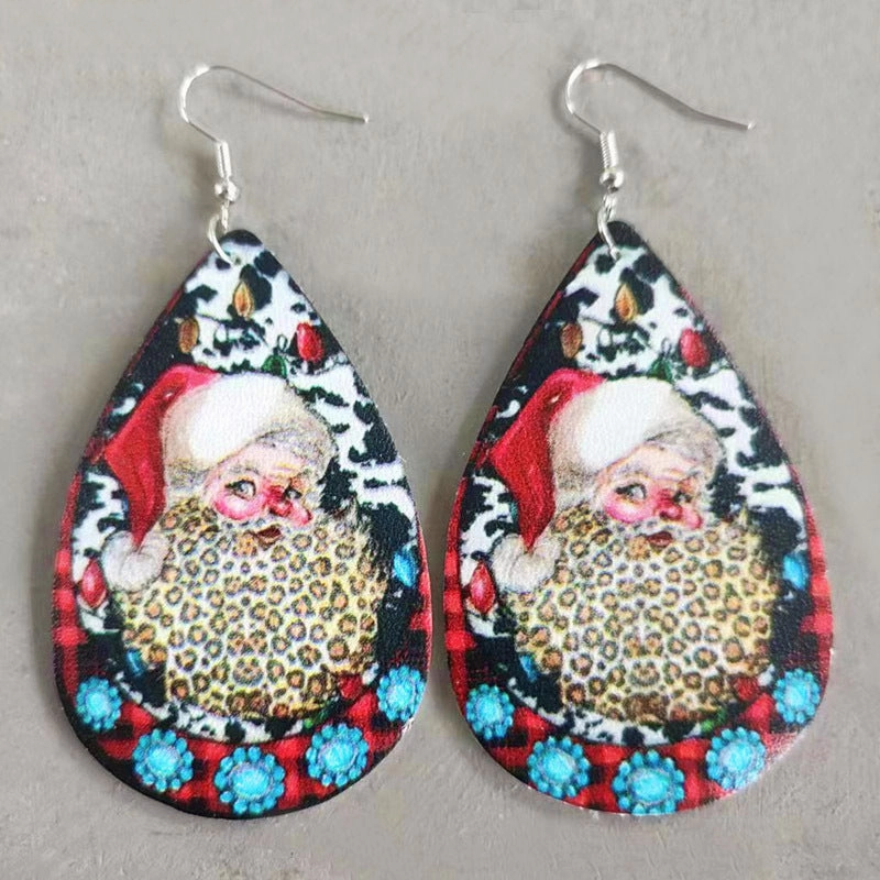 Wholesale 2 Pairs/Pack Christmas Vintage Leather Earrings
