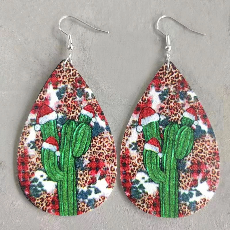Wholesale 2 Pairs/Pack Christmas Vintage Leather Earrings
