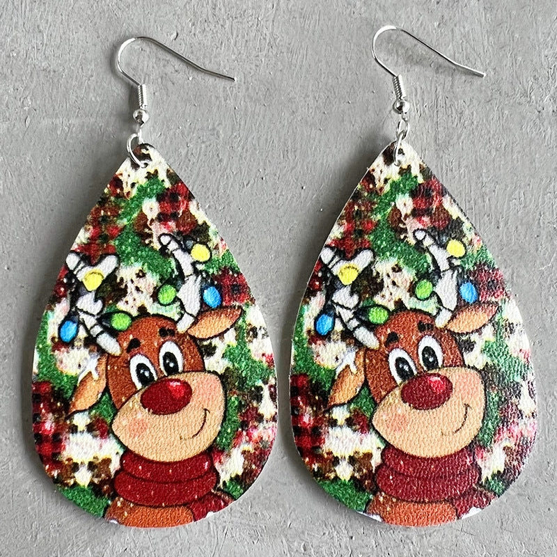 Wholesale 2 Pairs/Pack Christmas Vintage Leather Earrings