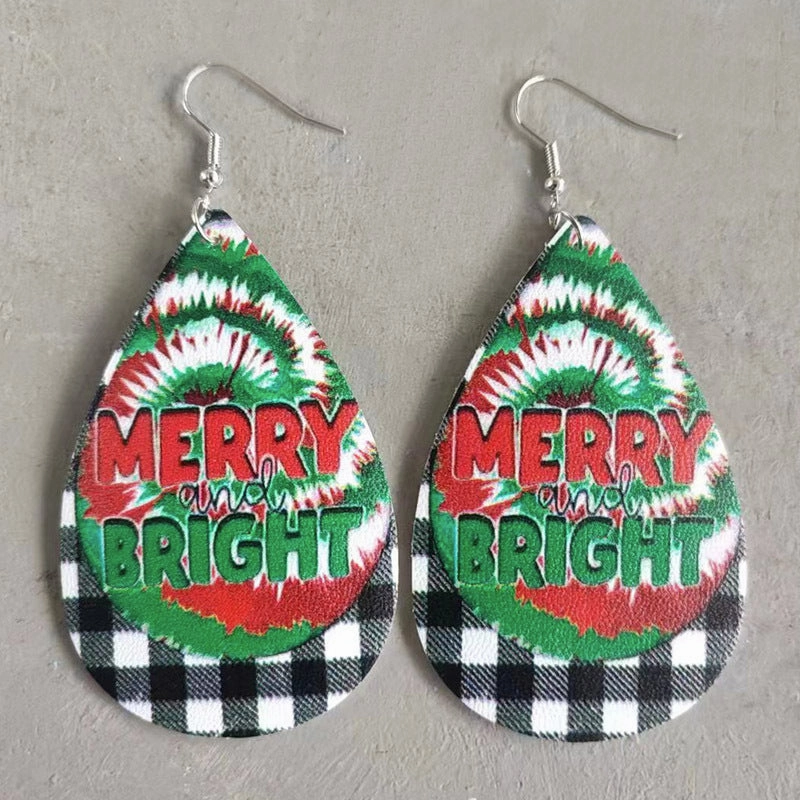 Wholesale 2 Pairs/Pack Christmas Vintage Leather Earrings