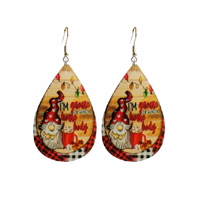 Wholesale 2 Pairs/Pack Christmas Vintage Leather Earrings