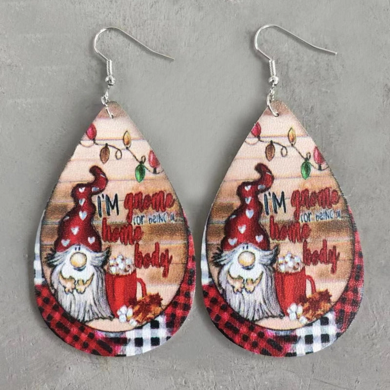 Wholesale 2 Pairs/Pack Christmas Vintage Leather Earrings