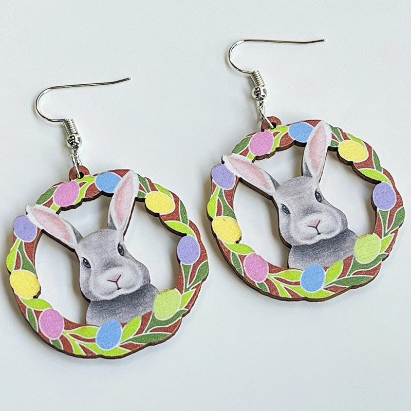 Wholesale 2 Pairs/Pack Easter Cute Mushroom Cross Wooden Earrings