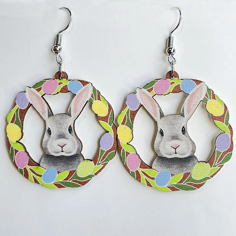 Wholesale 2 Pairs/Pack Easter Cute Mushroom Cross Wooden Earrings
