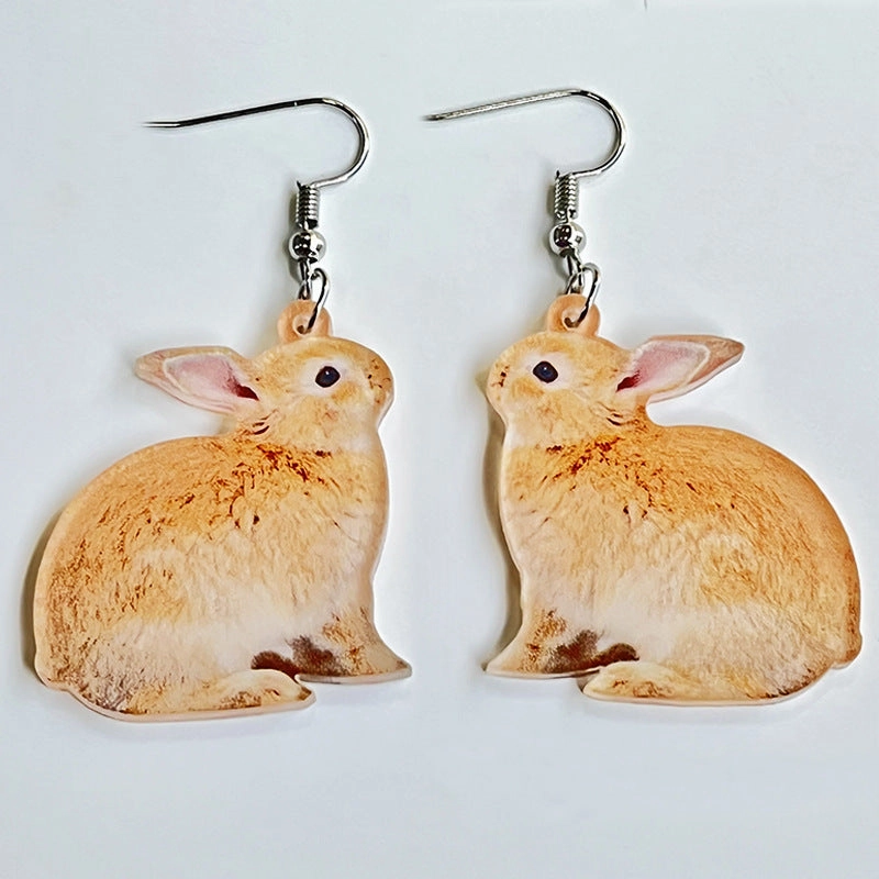 Wholesale 2 Pairs/Pack Easter Cute Printed Acrylic Earrings