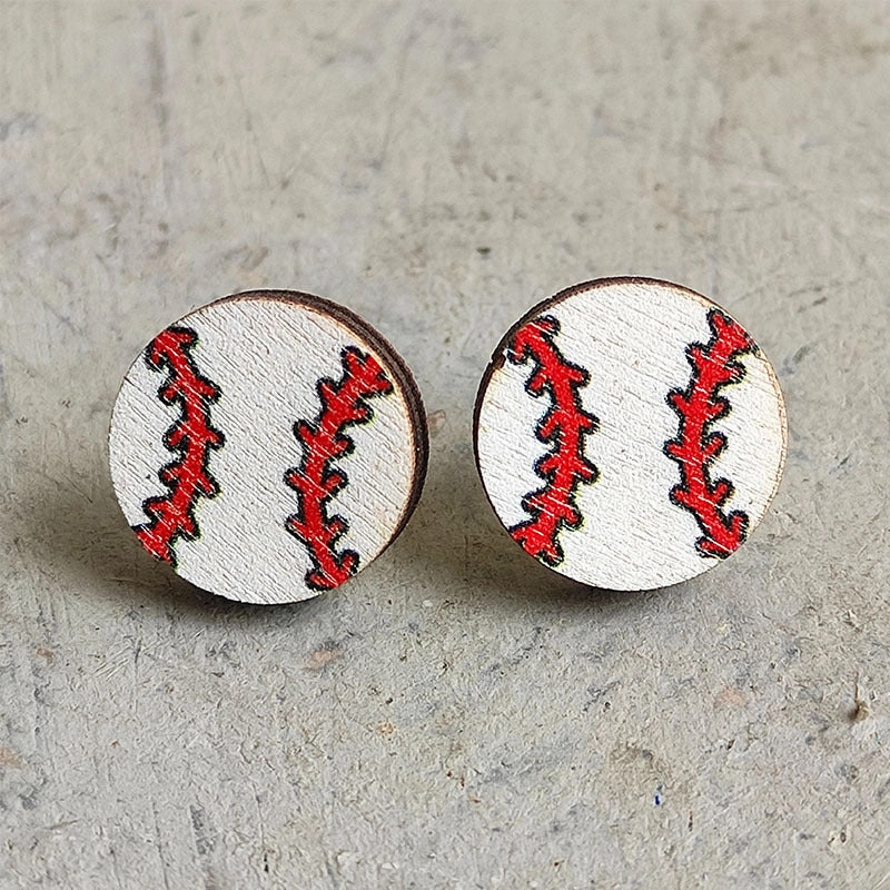 Wholesale 2 Pairs/Pack Event Sports Wood Earrings