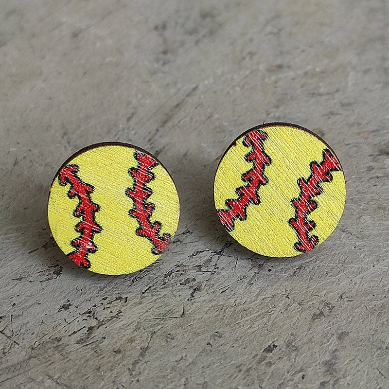 Wholesale 2 Pairs/Pack Event Sports Wood Earrings