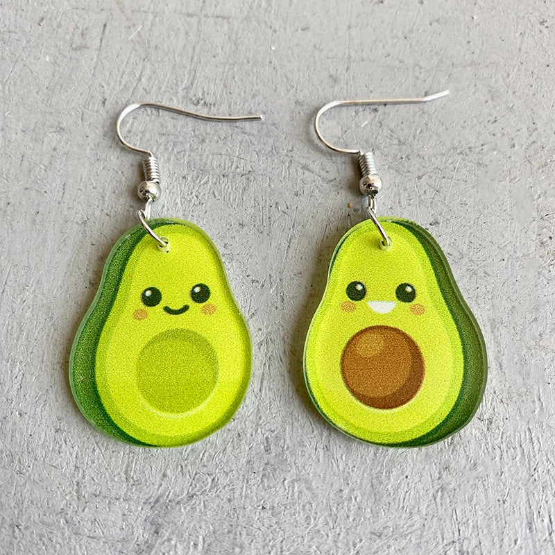 Wholesale 2 Pairs/Pack Fruit Acrylic Asymmetrical Earrings