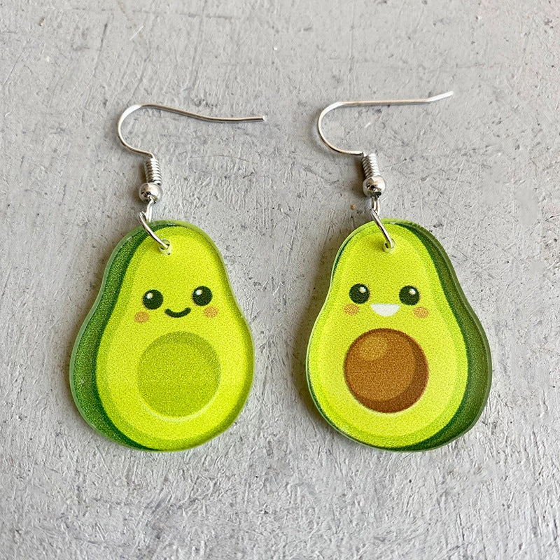 Wholesale 2 Pairs/Pack Fruit Acrylic Asymmetrical Earrings