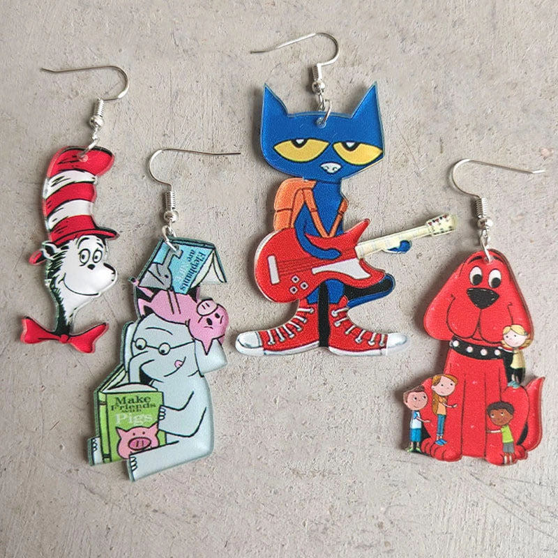 Wholesale 2 Pairs/Pack Guitar Cat Elephant Puppy Cute Earrings
