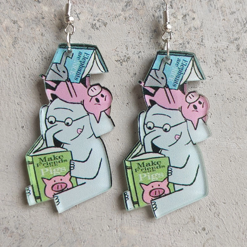 Wholesale 2 Pairs/Pack Guitar Cat Elephant Puppy Cute Earrings