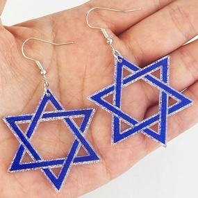 Wholesale 2 pairs/pack Hanukkah six-pointed star acrylic earrings