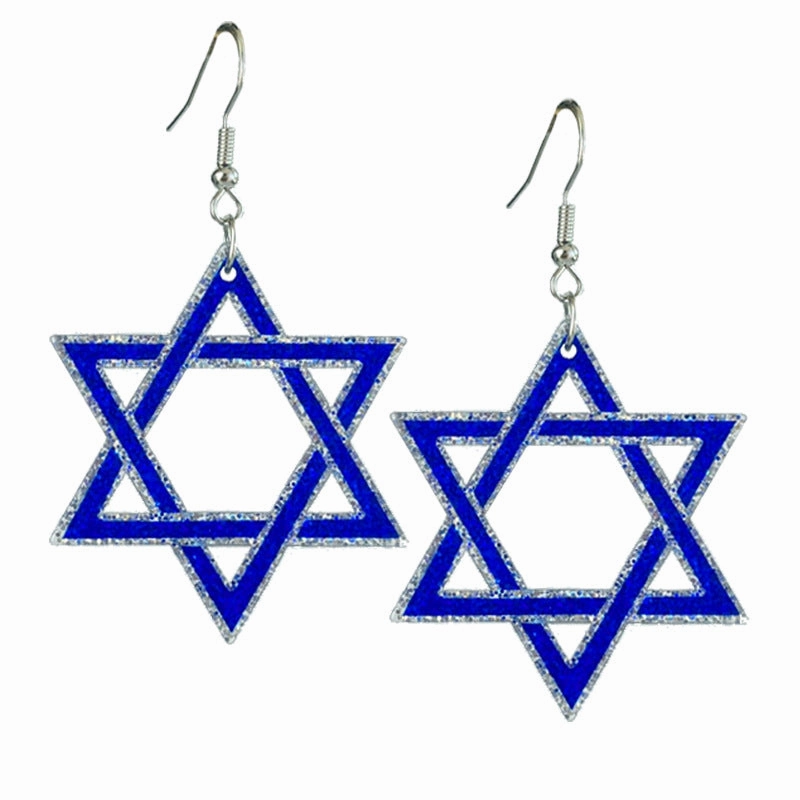 Wholesale 2 pairs/pack Hanukkah six-pointed star acrylic earrings