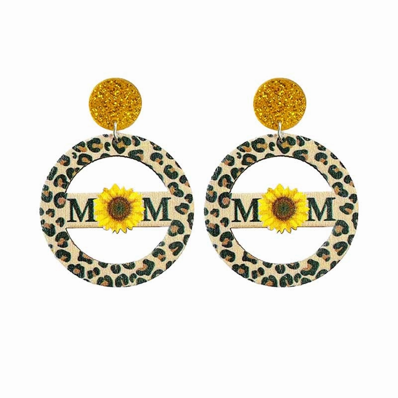 Wholesale 2 Pairs/Pack Hollow Shiny Sunflower Daisy Butterfly Leopard Stripe Earrings