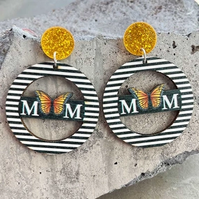 Wholesale 2 Pairs/Pack Hollow Shiny Sunflower Daisy Butterfly Leopard Stripe Earrings