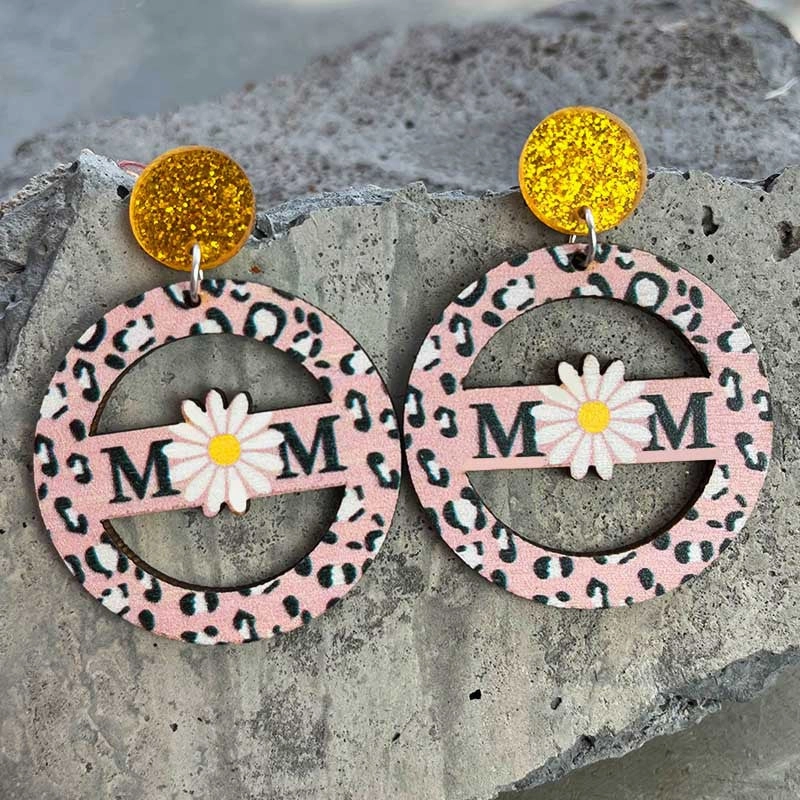Wholesale 2 Pairs/Pack Hollow Shiny Sunflower Daisy Butterfly Leopard Stripe Earrings