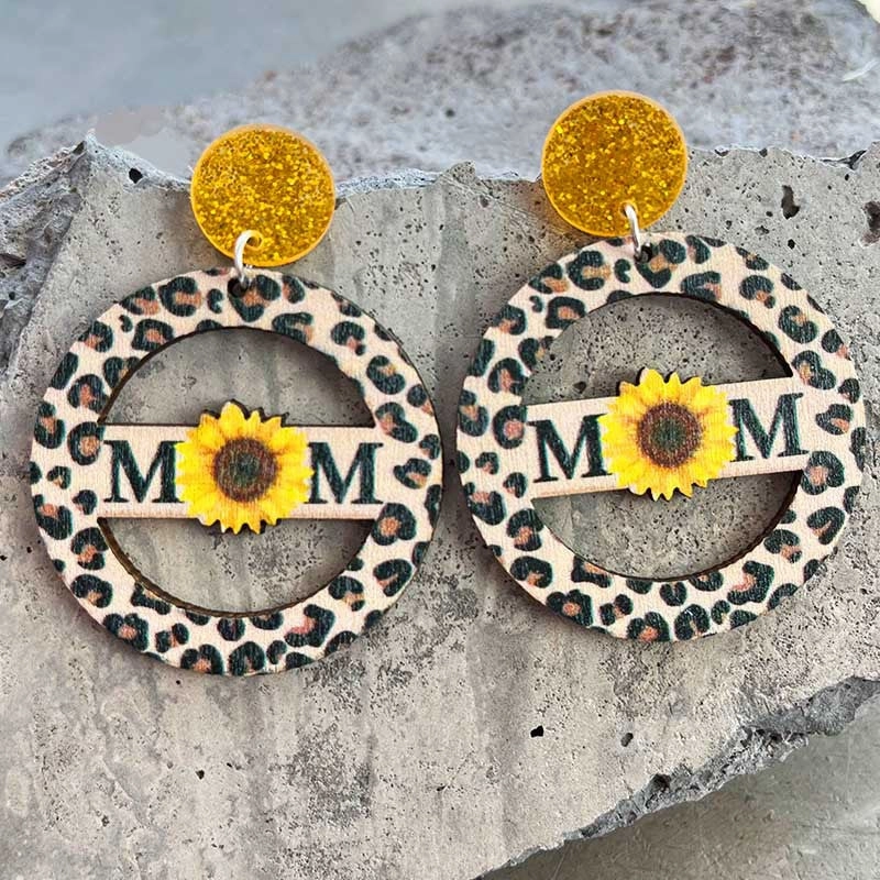 Wholesale 2 Pairs/Pack Hollow Shiny Sunflower Daisy Butterfly Leopard Stripe Earrings