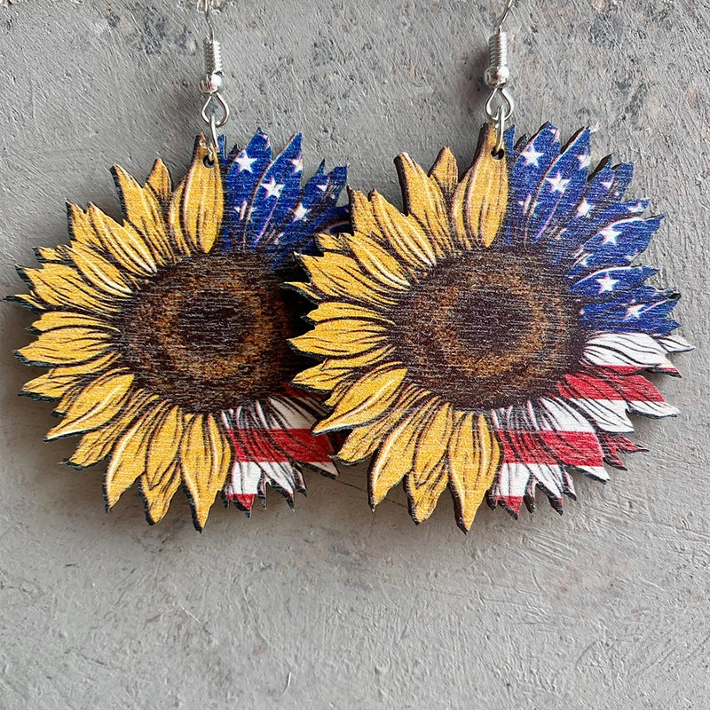 Wholesale 2 Pairs/Pack Independence Day Wooden Earrings