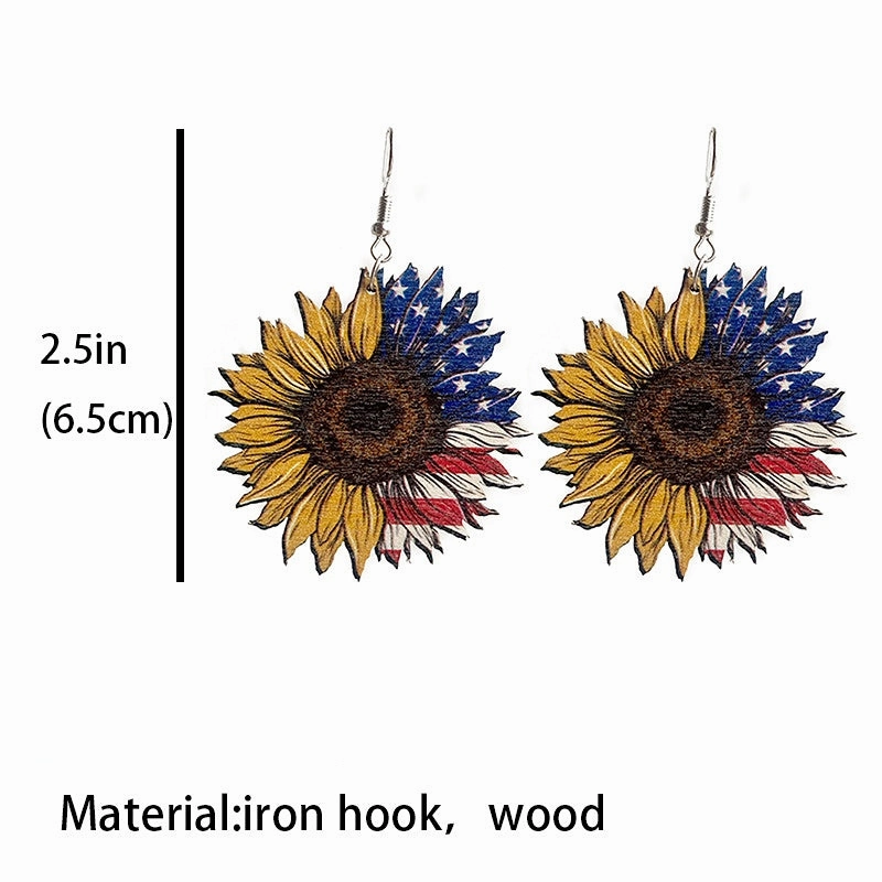 Wholesale 2 Pairs/Pack Independence Day Wooden Earrings