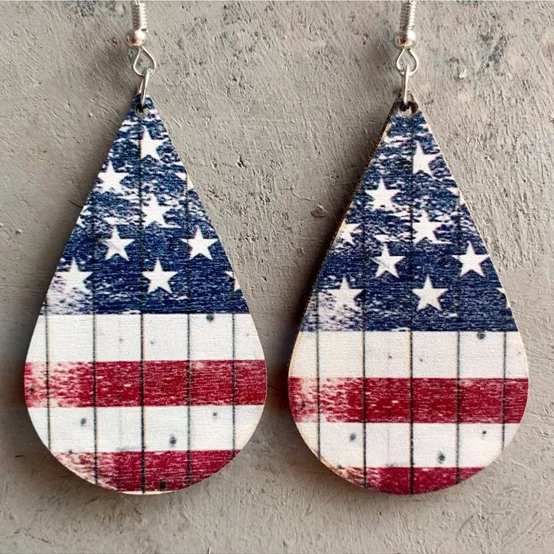 Wholesale 2 Pairs/Pack Independence Day Wooden Earrings