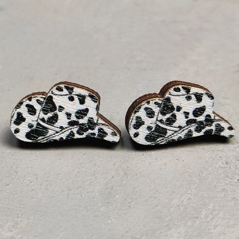 Wholesale 2 Pairs/Pack Leopard Print Lightning Bull Head Cross Earrings