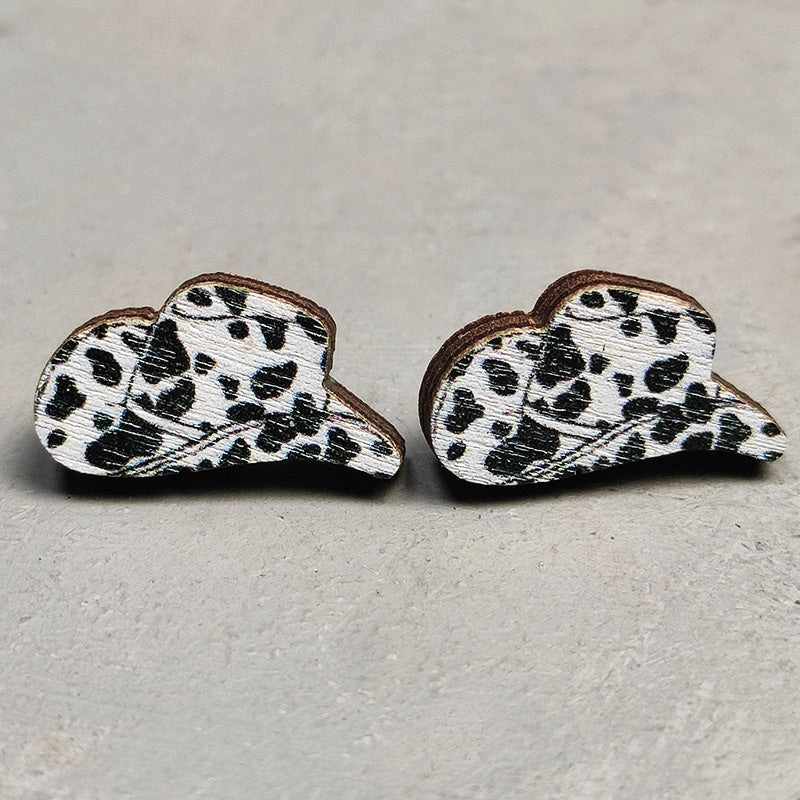 Wholesale 2 Pairs/Pack Leopard Print Lightning Bull Head Cross Earrings