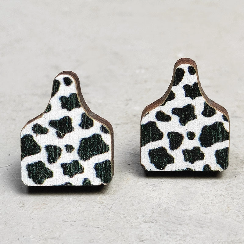 Wholesale 2 Pairs/Pack Leopard Print Lightning Bull Head Cross Earrings