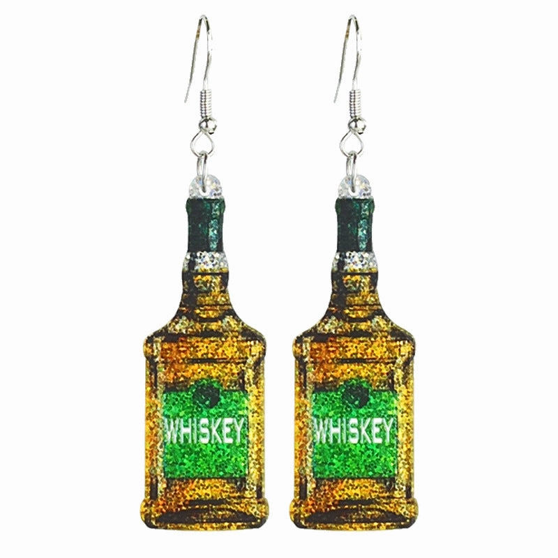 Wholesale 2 Pairs/pack Liquor Shiny Colorful Spring Summer Ball Party Red Wine Cocktail Earrings