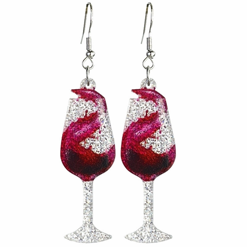 Wholesale 2 Pairs/pack Liquor Shiny Colorful Spring Summer Ball Party Red Wine Cocktail Earrings