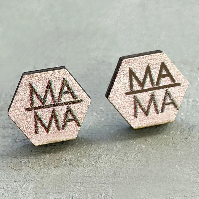 Wholesale 2 pairs/pack Mother's Day Wooden Ear Studs