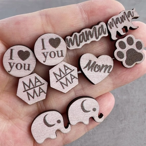 Wholesale 2 pairs/pack Mother's Day Wooden Ear Studs