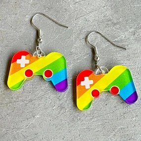Wholesale 2 Pairs/Pack Rainbow Game Machine Acrylic Earrings