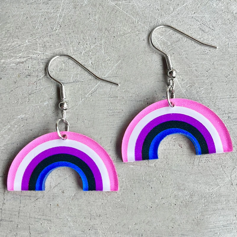 Wholesale 2 Pairs/Pack Rainbow Geometric Simple Multicolor Acrylic Earrings