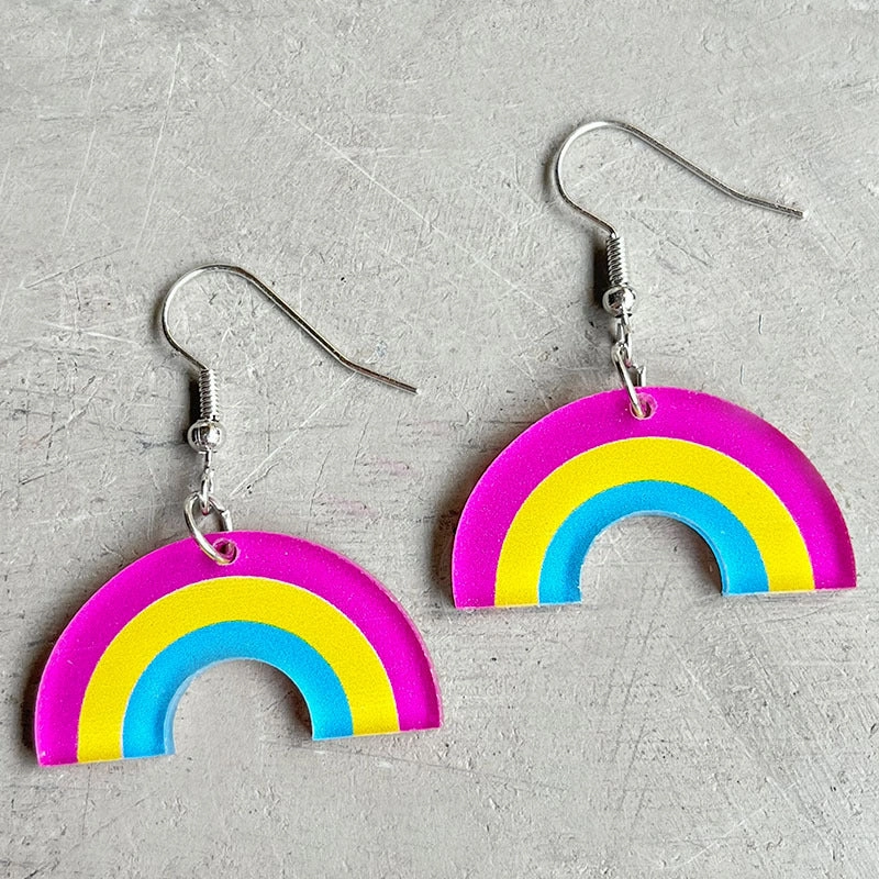 Wholesale 2 Pairs/Pack Rainbow Geometric Simple Multicolor Acrylic Earrings
