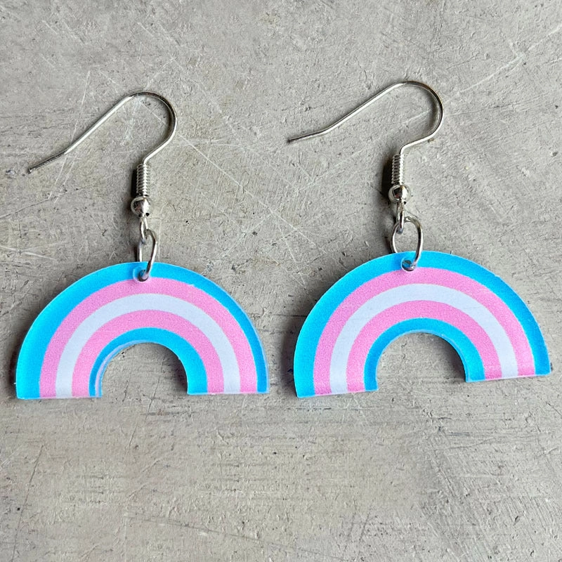 Wholesale 2 Pairs/Pack Rainbow Geometric Simple Multicolor Acrylic Earrings