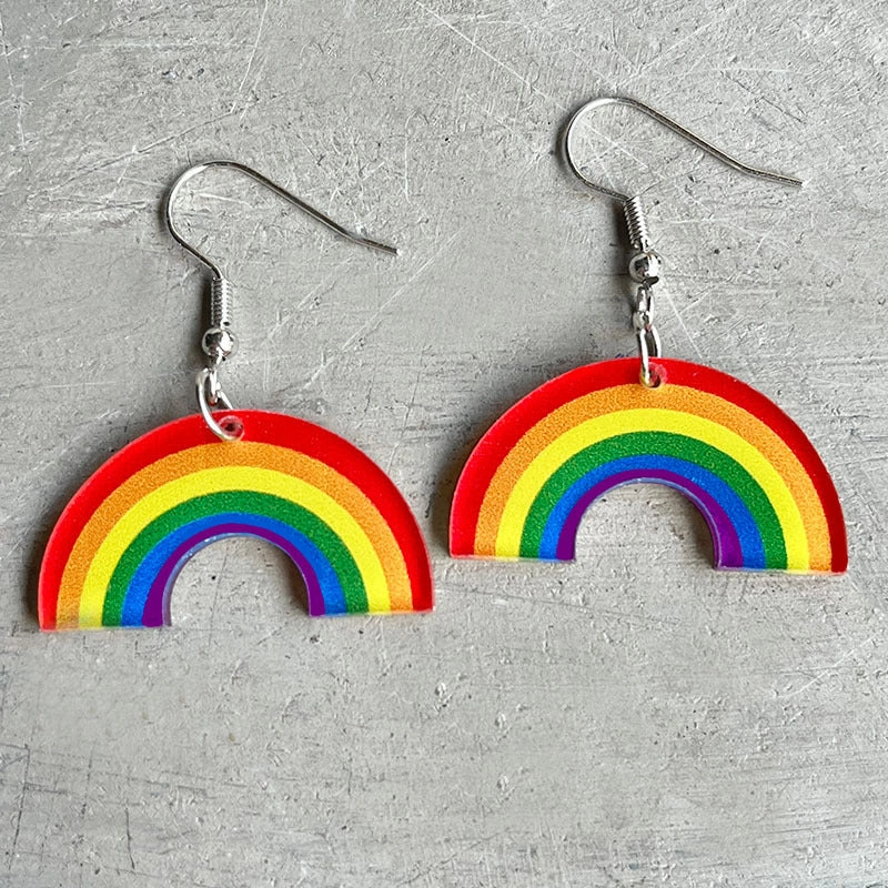 Wholesale 2 Pairs/Pack Rainbow Geometric Simple Multicolor Acrylic Earrings