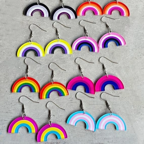 Wholesale 2 Pairs/Pack Rainbow Geometric Simple Multicolor Acrylic Earrings
