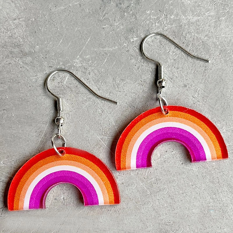 Wholesale 2 Pairs/Pack Rainbow Geometric Simple Multicolor Acrylic Earrings