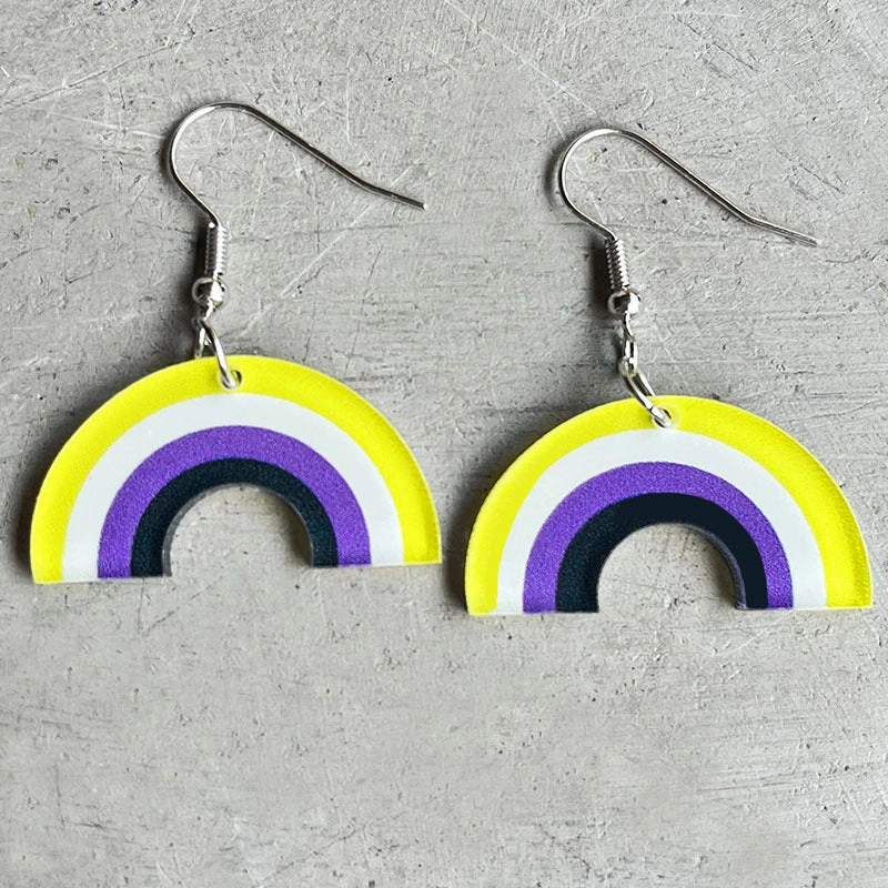 Wholesale 2 Pairs/Pack Rainbow Geometric Simple Multicolor Acrylic Earrings