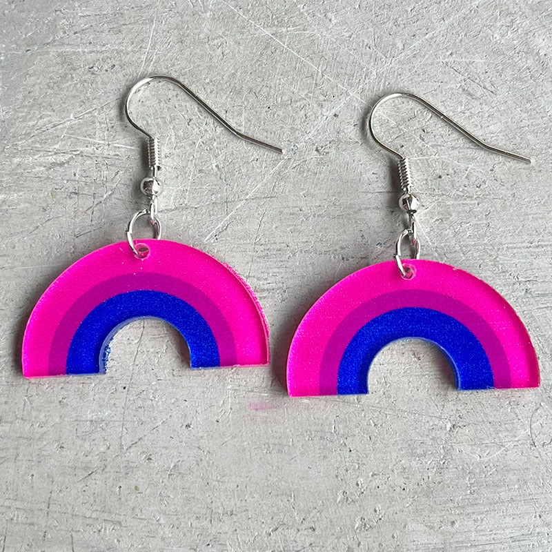 Wholesale 2 Pairs/Pack Rainbow Geometric Simple Multicolor Acrylic Earrings