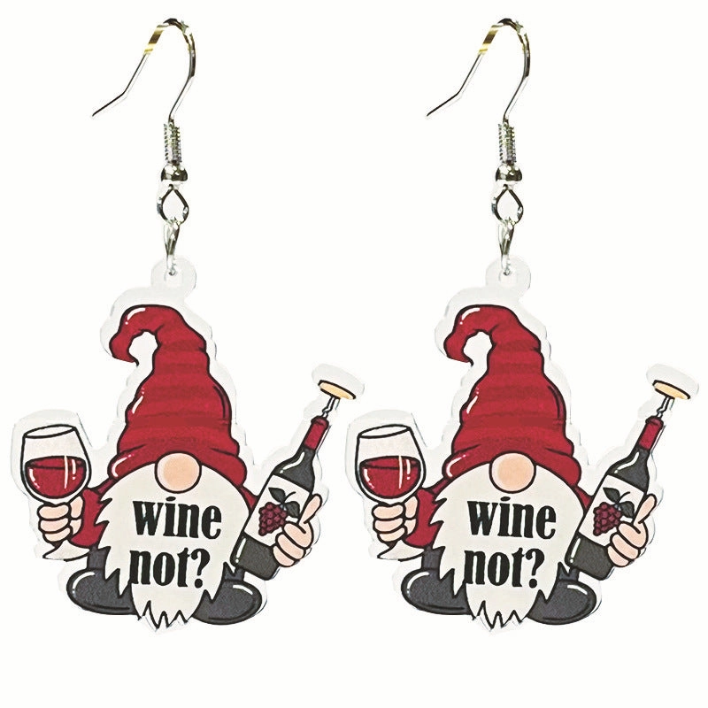 Wholesale 2 Pairs/pack Red Wine Celebration Wine Acrylic Earrings