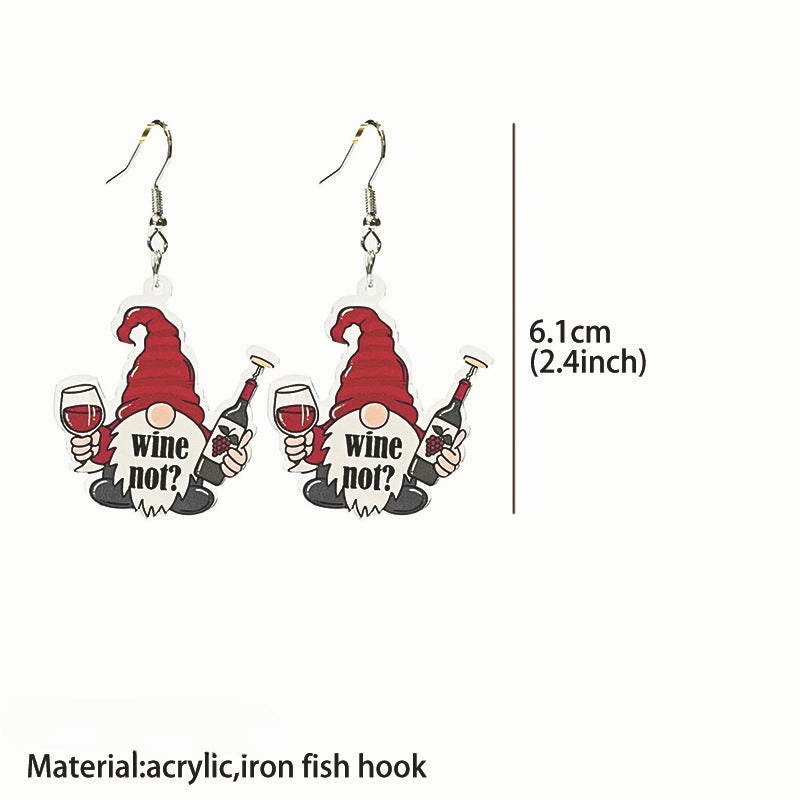 Wholesale 2 Pairs/pack Red Wine Celebration Wine Acrylic Earrings