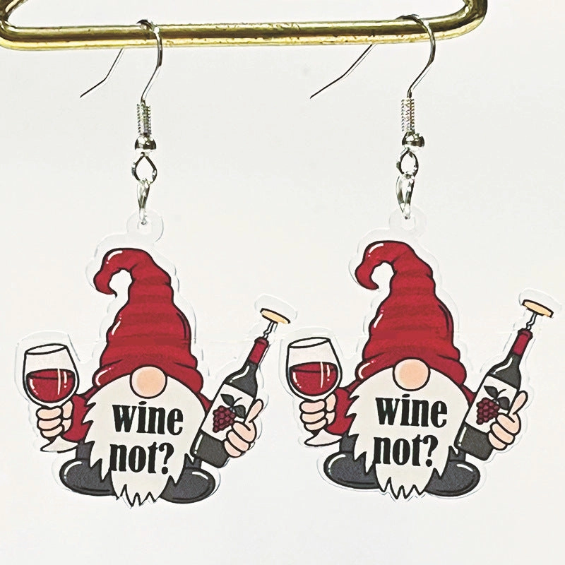 Wholesale 2 Pairs/pack Red Wine Celebration Wine Acrylic Earrings