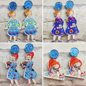 Wholesale 2 Pairs/Pack Teacher's Day Acrylic Earrings
