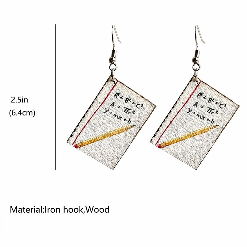 Wholesale 2 pairs/pack Teacher's Day Book Wooden Earrings